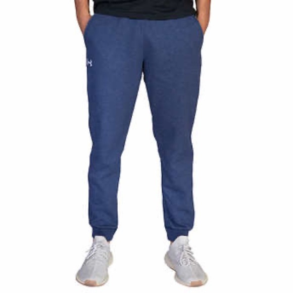 New Mens Under Armour Hustle Fleece Sweatpants Blue - Picture 3 of 14